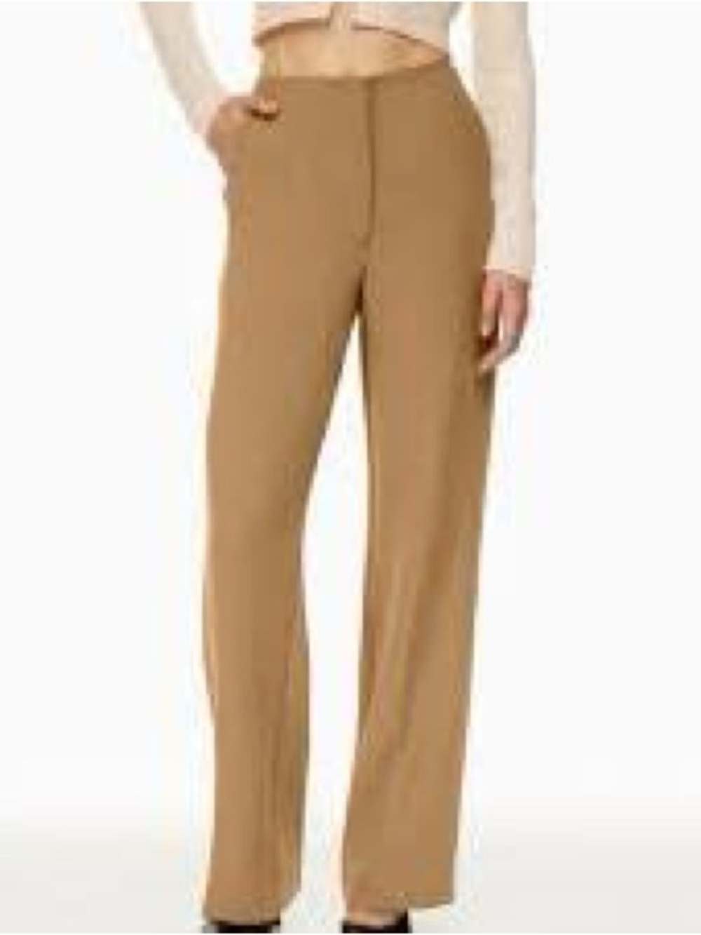 Aritzia Wilfred Sonata Pant Camel Tan High-Rise Wide-Leg Size 4